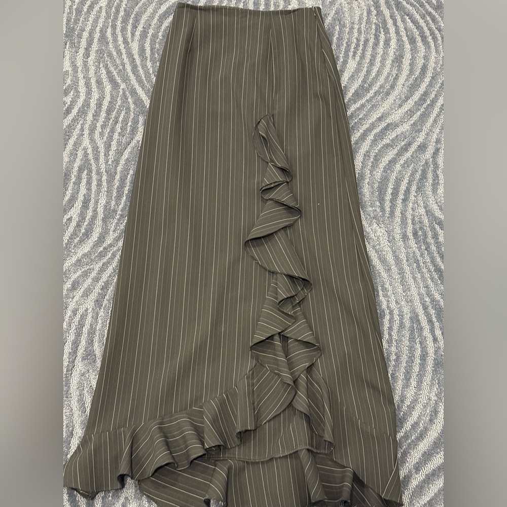 COTTONADE black striped skirt with ruffle